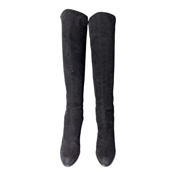 STUART WEITZMAN Hijack Over The Knee Suede Stretch-Back Boot In Black Size 6M - Picture 4 of 9